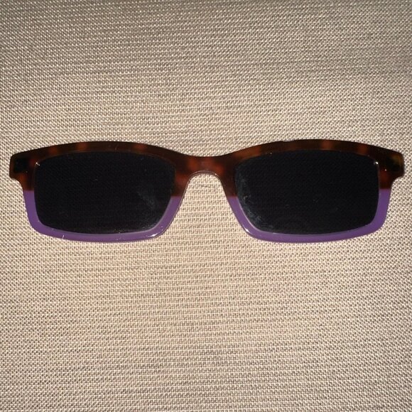 Purple and Tan Rectangular Sunglasses with Modern Design - Picture 1 of 1